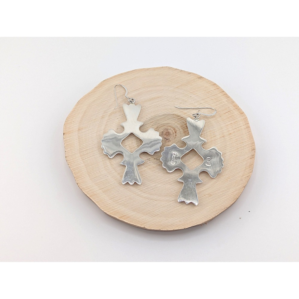 Native American Jewelry Navajo Earrings Quatrefoil Cross Sterling‎ Silver *** - Picture 7 of 9